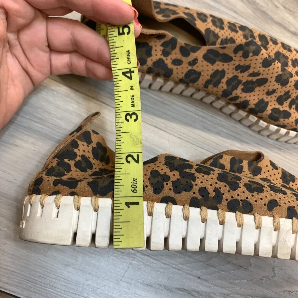 Ilse Jacobsen Hornbaek Latte Leopard Print Perforated Women Slip On 37 / 6.5 - 7